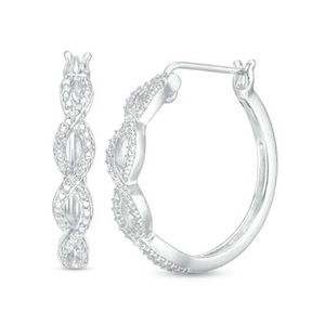 Zales Diamond Accent Twist Hoop Earrings - NWT!